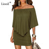 Image of Army green Slash Neck Women Mini Dress | Summer Style Off Shoulder Sexy Dresses