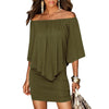 Image of Army green Slash Neck Women Mini Dress | Summer Style Off Shoulder Sexy Dresses