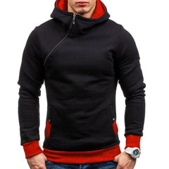 2018 Men's Hoodie Oblique Zipper Solid Color Hoodies