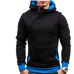 2018 Men's Hoodie Oblique Zipper Solid Color Hoodies