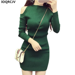 Women Knit Pullover Sweater | New Long Sleeve Strapless Sexy Women Short Knit Dress