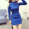 Image of Women Knit Pullover Sweater | New Long Sleeve Strapless Sexy Women Short Knit Dress