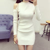 Image of Women Knit Pullover Sweater | New Long Sleeve Strapless Sexy Women Short Knit Dress