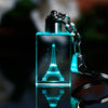 Image of Laser Engraved Tower Crystal Decorative Cube | Variable Colour LED Lighting Miniature