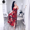 Image of Sexy Lace Up V Neck Women Maxi Dresses Summer Split | Backless Beach Long