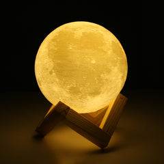 Rechargeable 3D Lights Print Moon Lamp | 2 Color Change Touch Switch Moon Light Bedroom