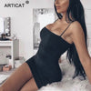 Image of Black Sexy Bodycon Summer Dress | Strapless Spaghetti Strap Bandage Mini Dress Party Casual