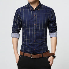 Men's Clothes Slim Fit Men Long Sleeve Shirt