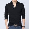 Image of Men Clothes Solid Colour Long Sleeve Slim Fit T Shirt Men | Cotton T-Shirt Casual T Shirts