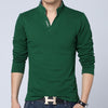 Image of Men Clothes Solid Colour Long Sleeve Slim Fit T Shirt Men | Cotton T-Shirt Casual T Shirts