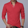 Image of Men Clothes Solid Colour Long Sleeve Slim Fit T Shirt Men | Cotton T-Shirt Casual T Shirts