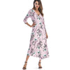 Image of Floral Summer Women Dress 2018 | V-neck Seven-Point Sleeves Long Dress Female